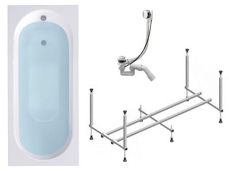 Ванна акриловая со шторкой Timo ROHA ROHA1770-KT17-SPV1505-T32 170х70 пристенная прямоугольная с каркасом