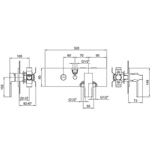 Внутренняя часть смесителя для душа, переключатель на 2 источника Fantini Complementi 19 02 3384A - фото 2