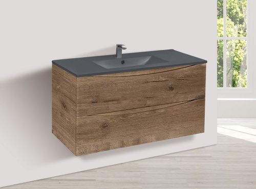 Тумба под раковину Vincea Mia VMC-2MC100VO 100х50 подвесная цвет коричневый - фото 4