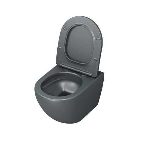 Унитаз подвесной Grossman Торнадо GR-4457GMSQ серый с сиденьем микролифт безободковый смыв торнадо - фото 3