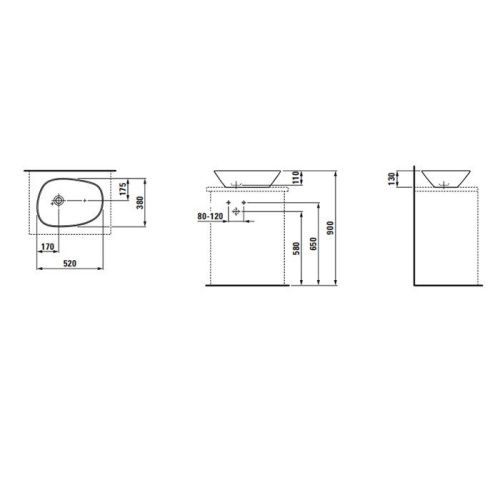 Раковина керамическая Laufen Palomba 8.1680.2.000.112.1 50х40 накладная цвет белый без отверстий под смеситель - фото 2