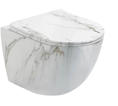 Унитаз подвесной CeramaLux 2213-K белый с сиденьем микролифт каскадный смыв - фото 5