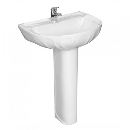 Раковина из сантехнического фарфора Santeri Лотос 131106S0010B0 60х50 подвесная цвет белый 1 отверстие под смеситель - фото 3