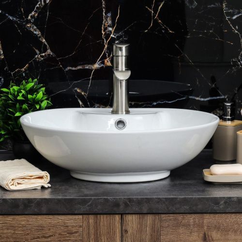 Раковина из сантехнического фарфора Melana 78197-805 50х40 накладная цвет белый 1 отверстие под смеситель - фото 4