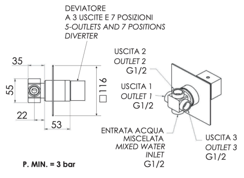 Дивертер Remer Qubika Q93DEV7 - фото 2