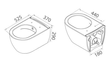 Чаша унитаза подвесная Boheme Bianca 961 цвет черный с сиденьем безободковый смыв торнадо