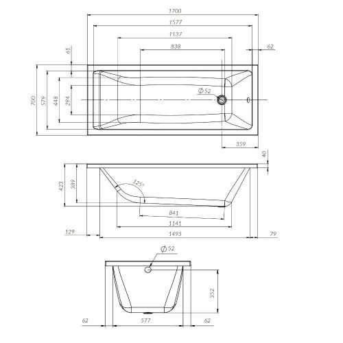 Каркас для ванны Am.Pm Gem W93A-170-070W-R - фото 2
