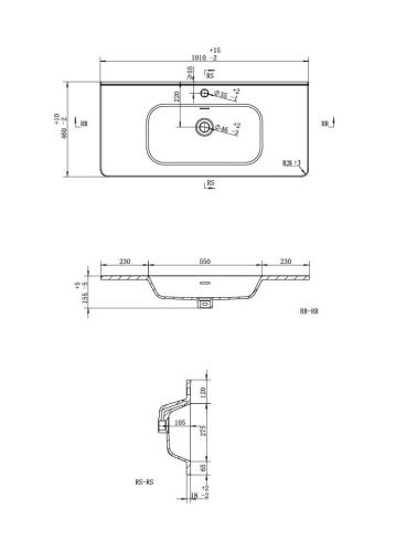 Раковина керамическая Uperwood Monica RMonica100wg 100х50 полувстраиваемая цвет белый - фото 2