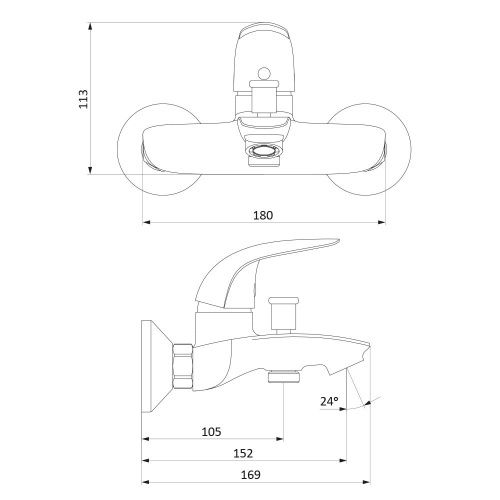 Смеситель для ванны и душа Damixa Eclipse 311000001 настенный хром - фото 5