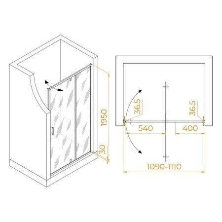Душевая дверь RGW Leipzig 711210311-14 110х195 стекло прозрачное профиль черный