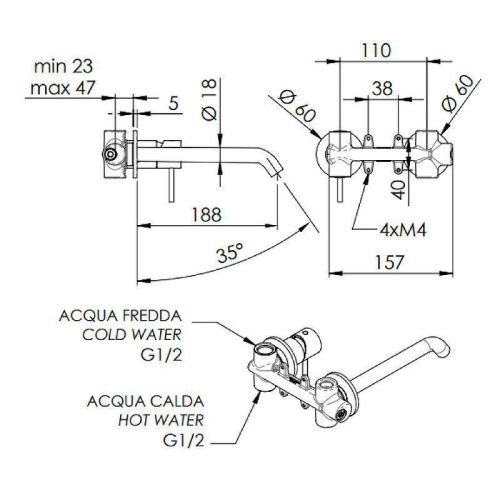 Смеситель для раковины Remer X-Style X15PL встраиваемый в стену хром - фото 2