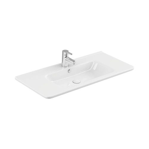 Раковина керамическая Dreja Nikson 200661 110х50 подвесная цвет белый 1 отверстие под смеситель - фото 2