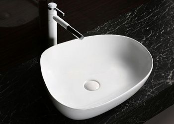 Раковина из сантехнического фарфора Cerutti SPA CR0044C 60х40 накладная цвет белый без отверстий под смеситель