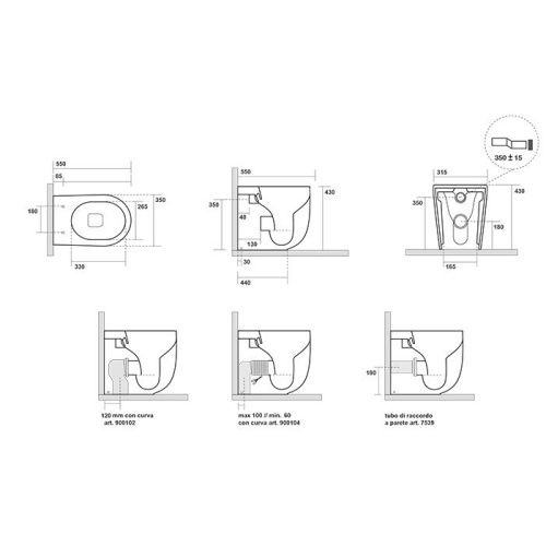 Чаша унитаза приставная Kerasan Nolita 531959 цвет светло-серый без сиденья безободковая смыв торнадо - фото 2