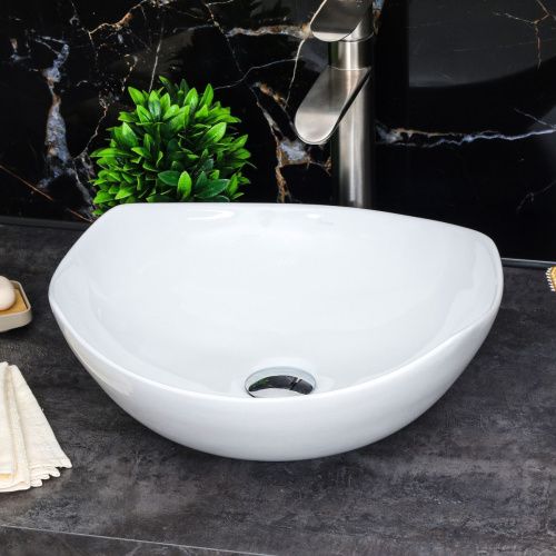 Раковина из сантехнического фарфора Melana 320329-805 40х40 накладная цвет белый без отверстий под смеситель - фото 3