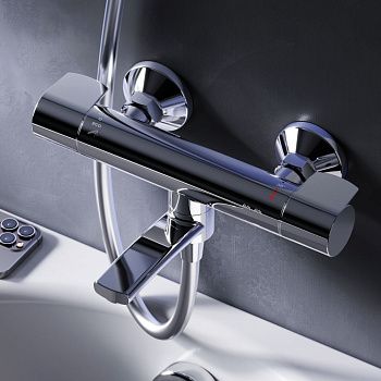 Смеситель для ванны и душа Am.Pm X-Joy F85A50000 настенный хром с термостатом