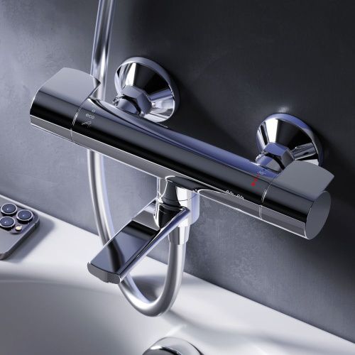 Смеситель для ванны и душа Am.Pm X-Joy F85A50000 настенный хром с термостатом