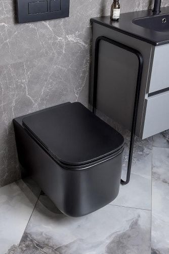 Унитаз подвесной Boheme Mane 970-SET-B цвет черный с сиденьем микролифт безободковый каскадный смыв - фото 2