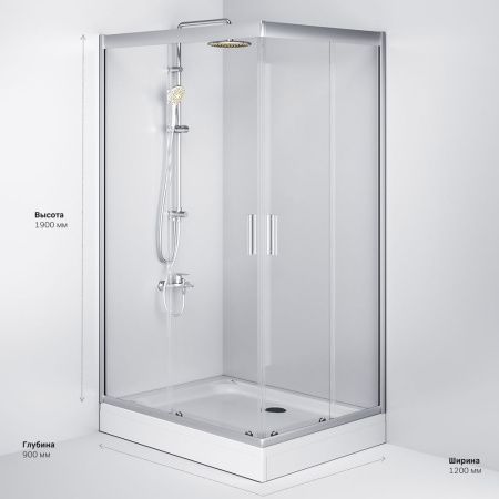 Душевой уголок Am.Pm Gem W90G-404-120290-MT 120х90 стекло прозрачное профиль хром без поддона