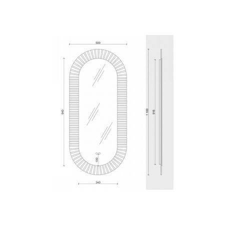 Зеркало с подсветкой и антизапотевателем Maretti Anna AN1450110V12EL 50х110 подвесное