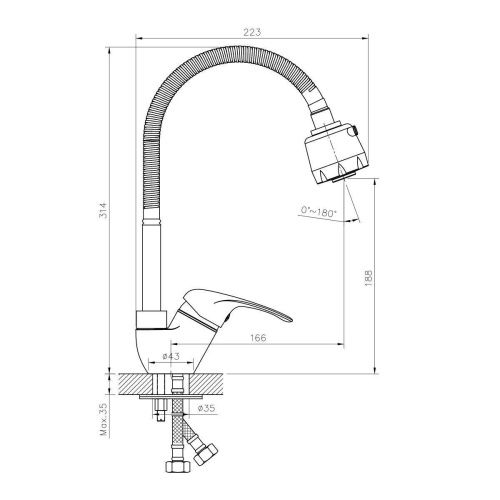Смеситель для кухни Rossinka A A35-26 на мойку хром - фото 2