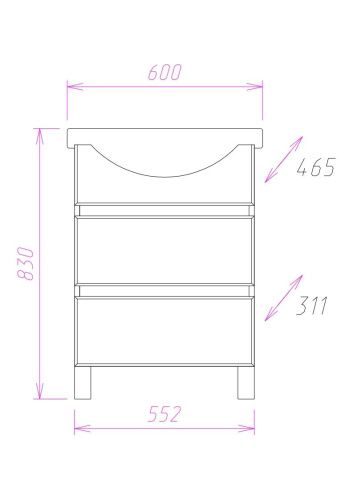 Тумба под раковину Onika Элита 106122 60х30 напольная цвет коричневый/белый - фото 3