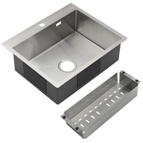 Кухонная мойка Melana ProfLine MLN-R6050HK+коландер 60х50 цвет серый поверхность матовая - фото 4
