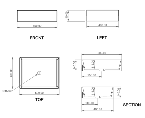 Раковина керамическая GSG Ceramic Design Zenith ZELAVFS50000 50х40 накладная цвет белый без отверстий под смеситель - фото 2