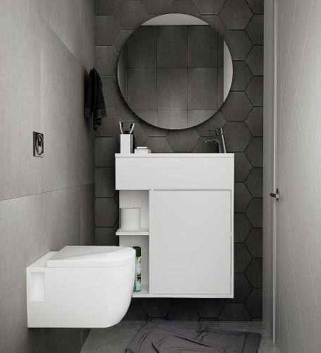 Тумба с раковиной 1MarKa Stretto У94717 60х20 подвесная цвет белый - фото 5