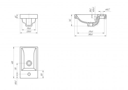 Раковина Cersanit Como UM-COM40/1 40х20 встраиваемая цвет белый - фото 4