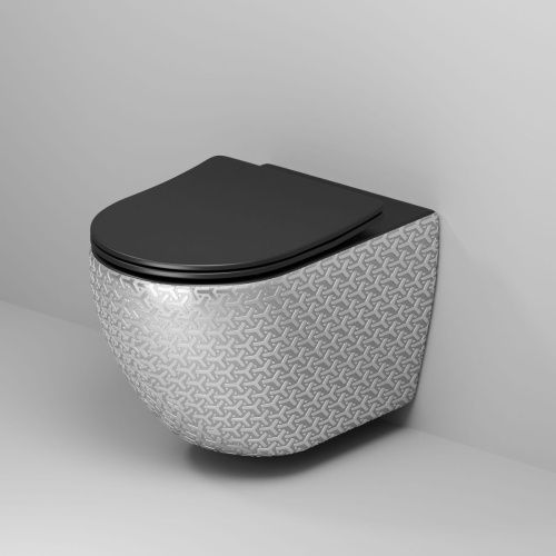 Унитаз подвесной Grossman Color GR-4411SBRS серебро/белый с сиденьем микролифт безободковый каскадный смыв - фото 2