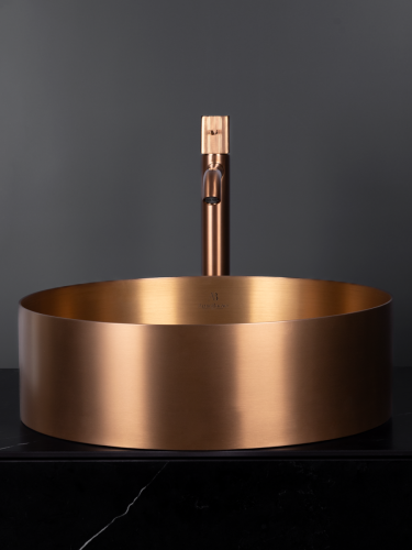 Раковина из нержавеющей стали AltroBagno Luna AltroBagnoLuna001003RaSp 40х40 накладная цвет медь - фото 2