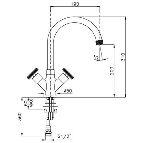 Смеситель для кухни Nicolazzi AR/38 3306CR44 на мойку хром - фото 2