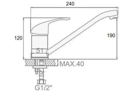 Смеситель для кухни D-Lin D154310-2 на мойку хром