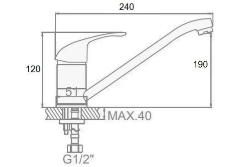 Смеситель для кухни D-Lin D154310-2 на мойку хром - фото 2