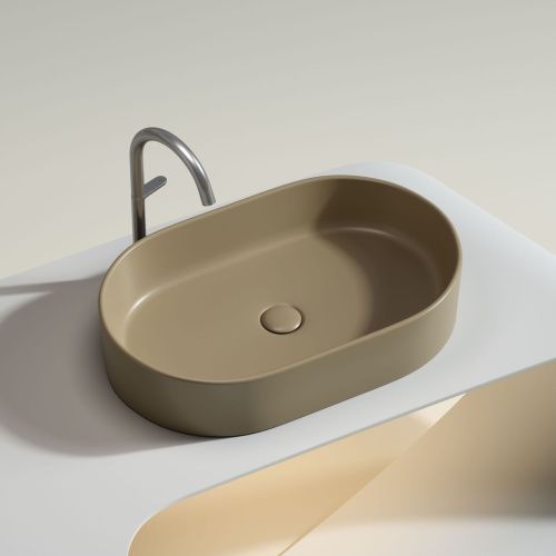 Раковина из сантехнического фарфора Ceramica Nova ELEMENT CN6048MC 60х40 накладная цвет коричневый без отверстий под смеситель - фото 2