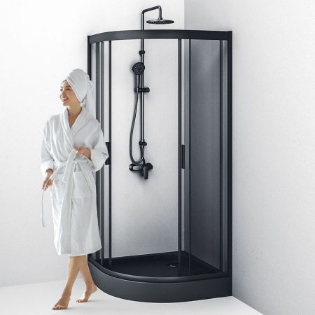 Душевой уголок Am.Pm Gem W90G-401-090BT 90х90 стекло прозрачное профиль черный без поддона