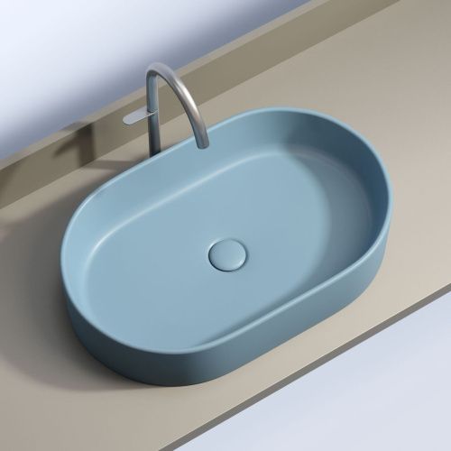 Раковина из сантехнического фарфора Ceramica Nova ELEMENT CN6048ML 60х40 накладная цвет синий без отверстий под смеситель - фото 2