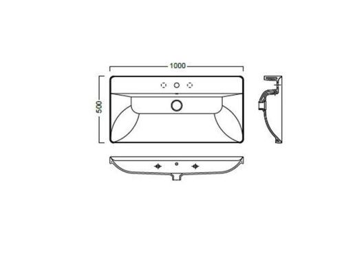 Раковина из сантехнического фаянса Hatria CANALGRANDE Y1EL01 100х50 подвесная цвет белый - фото 3