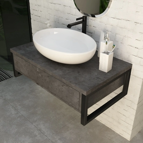 Тумба под раковину 1MarKa Grunge Loft У85848 80х50 подвесная цвет серый - фото 2