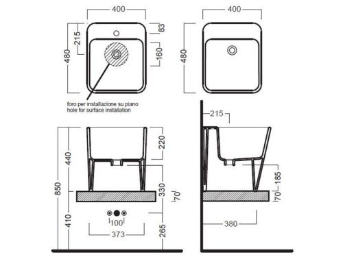 Раковина из сантехнического фаянса Hatria G-FULL YXG801 50х40 подвесная цвет белый - фото 3