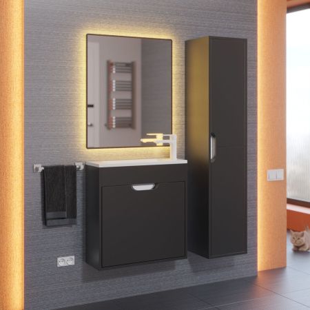 Тумба под раковину Uperwood Modul 2930205364 60х20 подвесная цвет черный