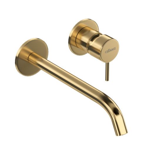 Смеситель для раковины Cezares LEAF LEAF-BLI2-20-L-SR встраиваемый в стену золото - фото 2