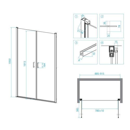 Душевая дверь RGW Leipzig 06120609-11 90х195 стекло прозрачное профиль хром - фото 3