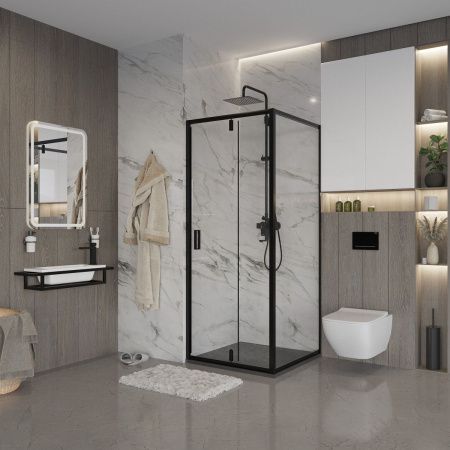 Душевой уголок Niagara Nova NG-83-8AB-A80B 80х80 стекло прозрачное профиль черный без поддона