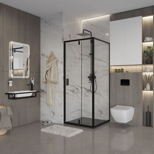 Душевой уголок Niagara Nova NG-83-8AB-A70B 80х70 стекло прозрачное профиль черный без поддона - фото 2