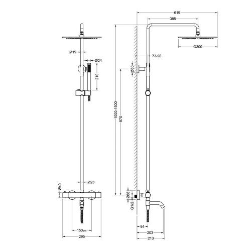Душевая стойка Timo Saona SX-2380/19 настенная цвет золото с термостатом - фото 2