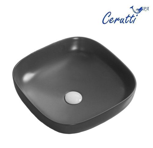 Раковина из сантехнического фарфора Cerutti SPA CR2677 40х40 накладная цвет черный без отверстий под смеситель - фото 2