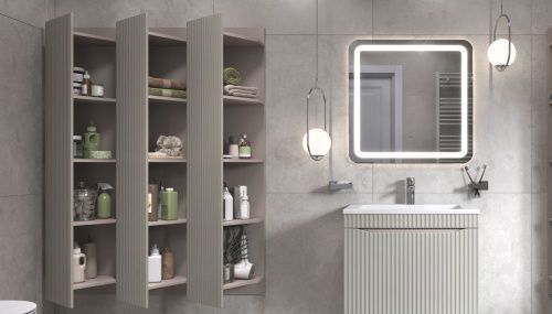 Шкаф-пенал Velvex Alba 287 тирамису 40х150 подвесной цвет серый - фото 3