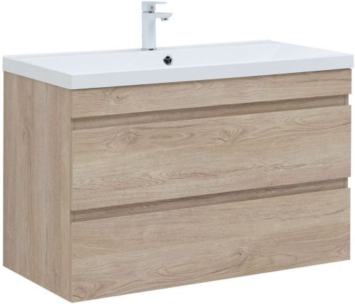 Тумба под раковину Aquanet Нота NEW 00334200 100х50 подвесная цвет бежевый - фото 2